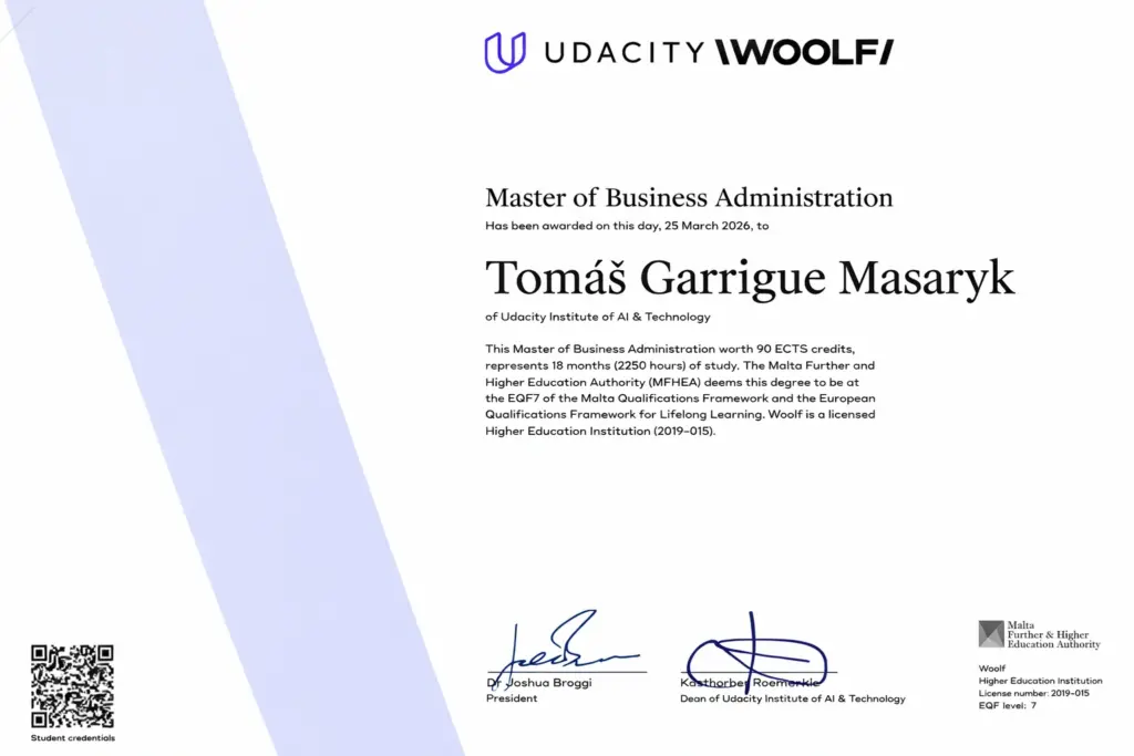 WOOLF Sample Certificate