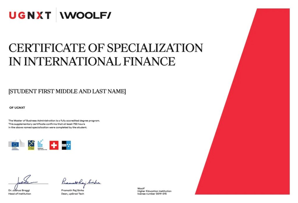 WOOLF Sample Certificate